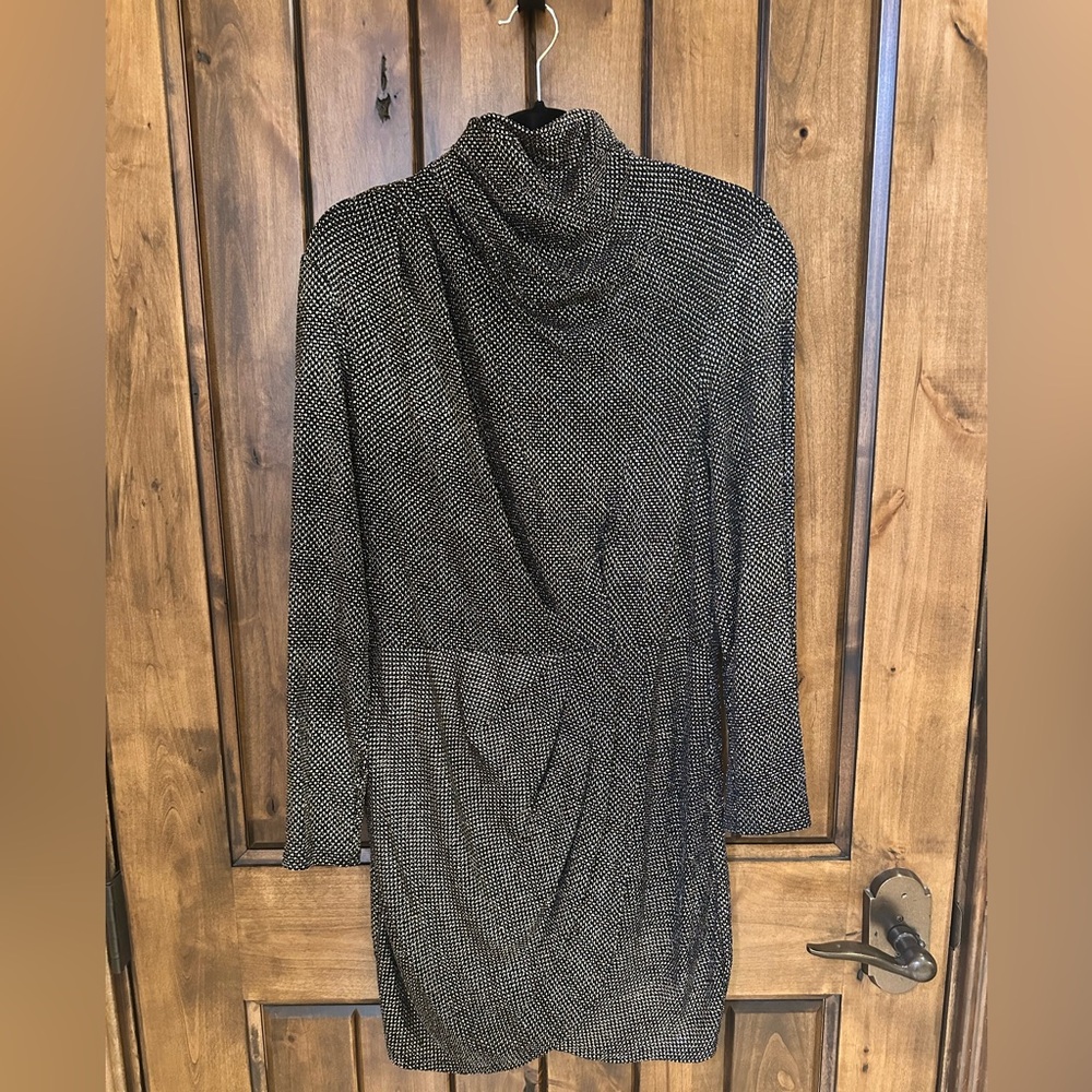 IRO Black and White Long Sleeve Draped Dress